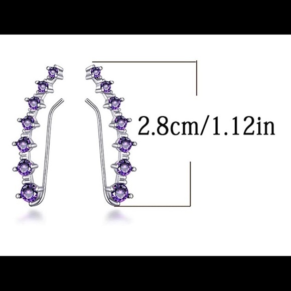 :: Delicate💜Amethyst & Silver Ear Climbers - Picture 2 of 4